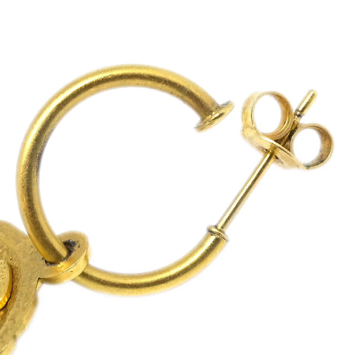Chanel Dangle Piercing Earrings Button Gold 99A
