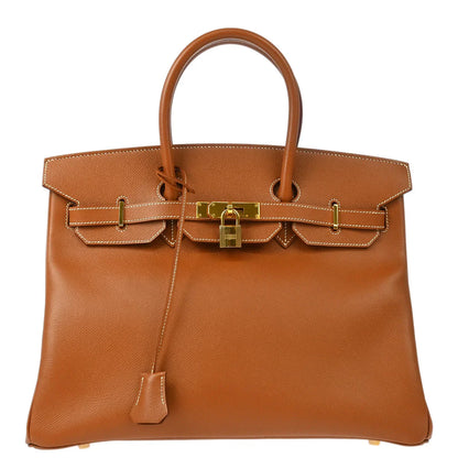 Hermes 2000 Gold Courchevel Birkin 35 Handbag