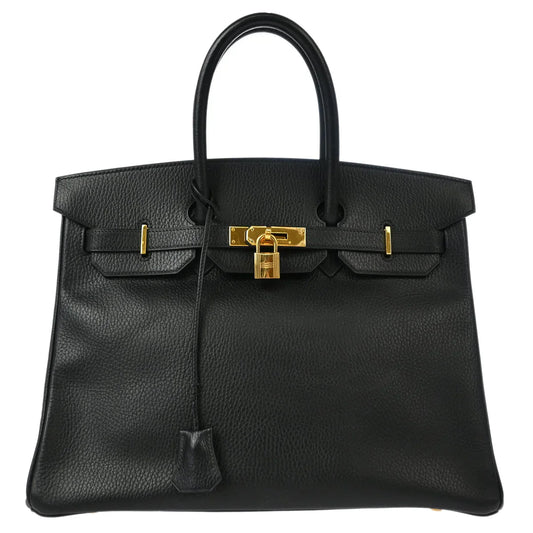 Hermes 1999 Black Ardennes Birkin 35 Handbag