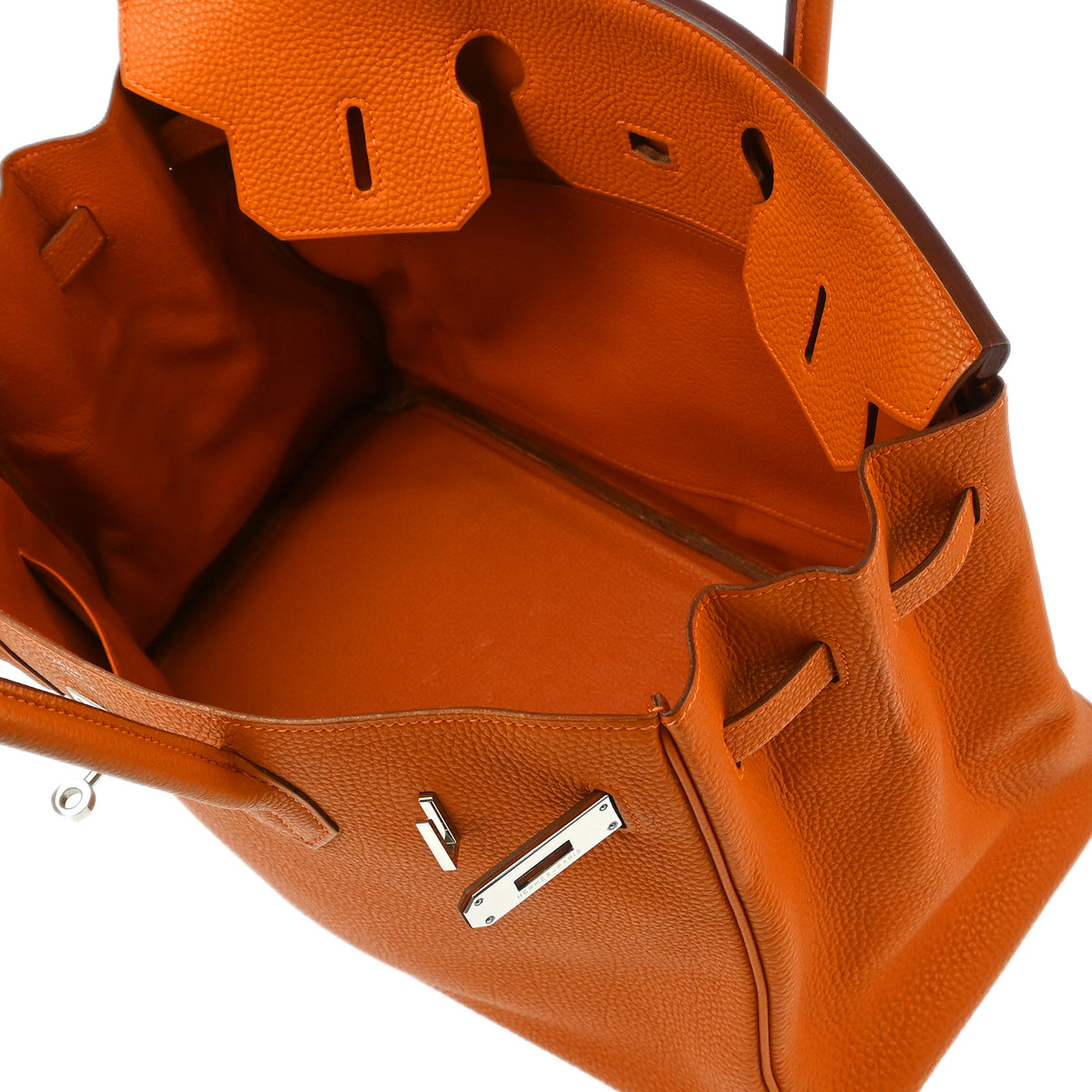 Hermes Orange Togo Birkin 35 Handbag