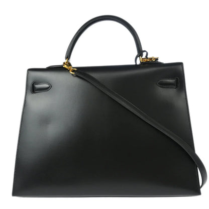 Hermes Black Box Calf Kelly 35 Sellier 2way Shoulder Handbag