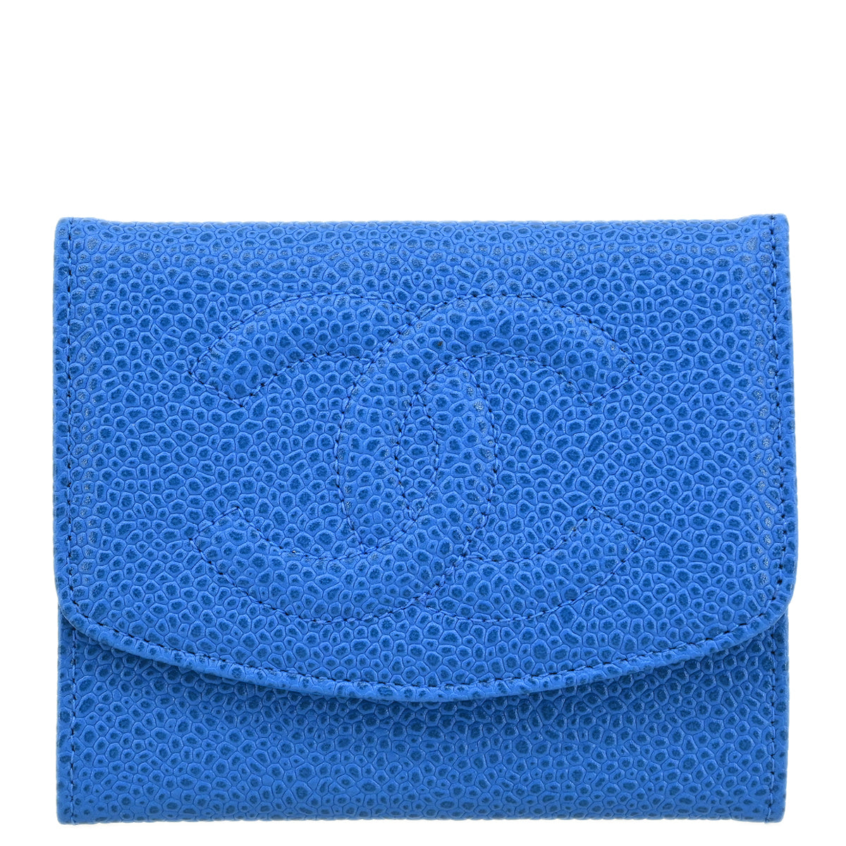 Chanel 1996-1997 Blue Caviar Skin Coin Purse Wallet