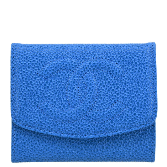 Chanel 1996-1997 Blue Caviar Skin Coin Purse Wallet