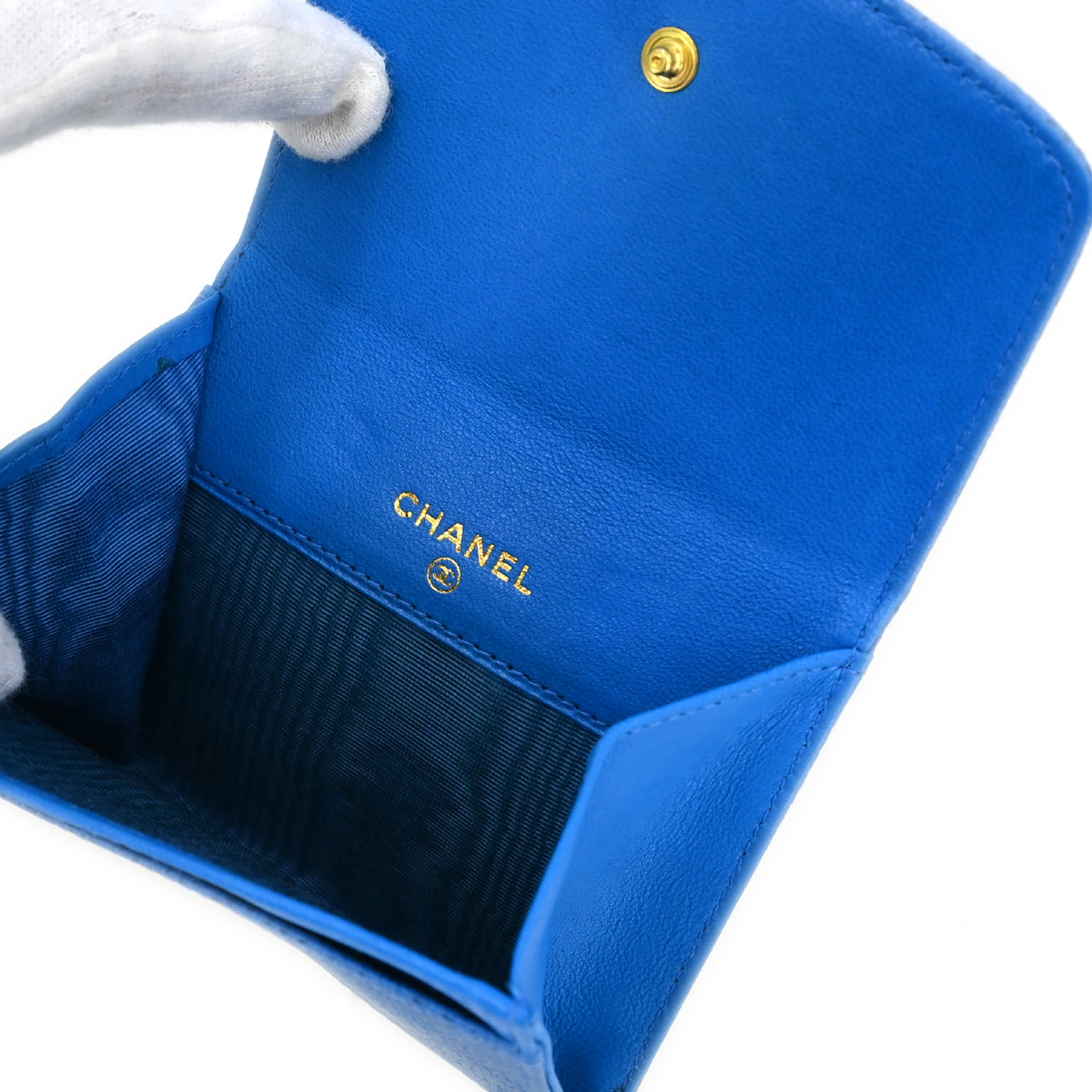 Chanel 1996-1997 Blue Caviar Skin Coin Purse Wallet