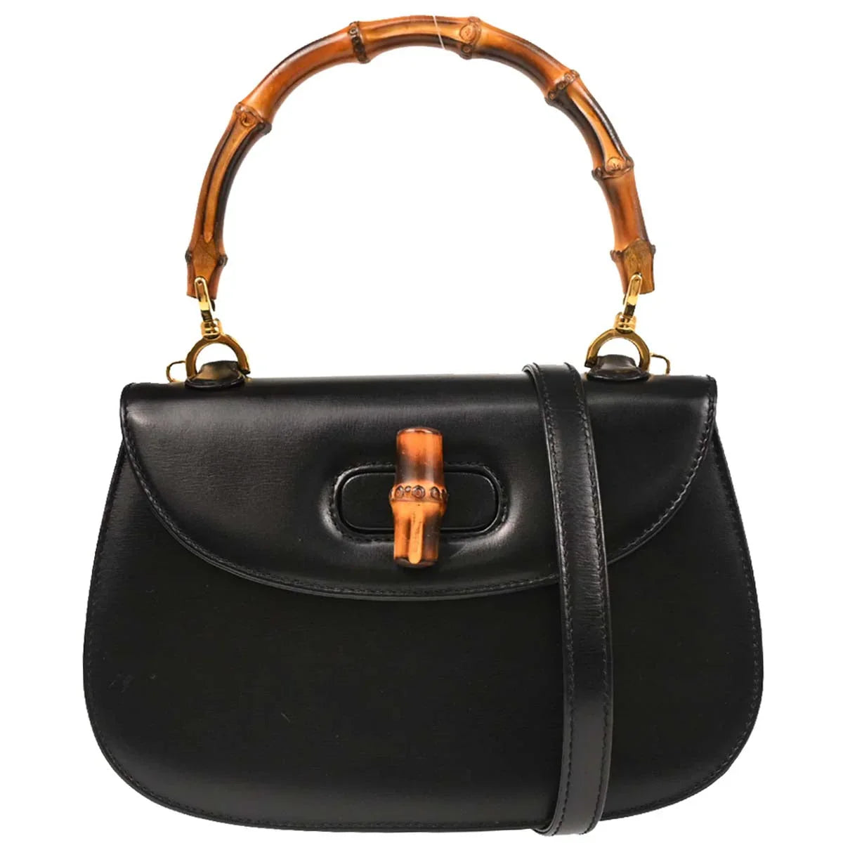 Gucci Black Bamboo 2way Shoulder Handbag