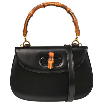 Gucci Black Bamboo 2way Shoulder Handbag