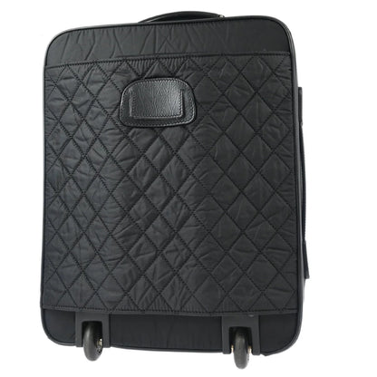 Chanel 1989-1991 Black Nylon Calfskin Carry-On Rolling Luggage
