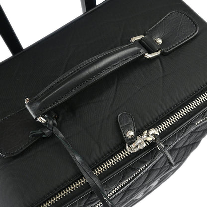 Chanel 1989-1991 Black Nylon Calfskin Carry-On Rolling Luggage