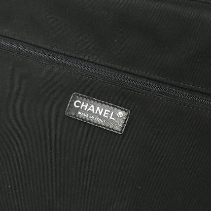 Chanel 1989-1991 Black Nylon Calfskin Carry-On Rolling Luggage