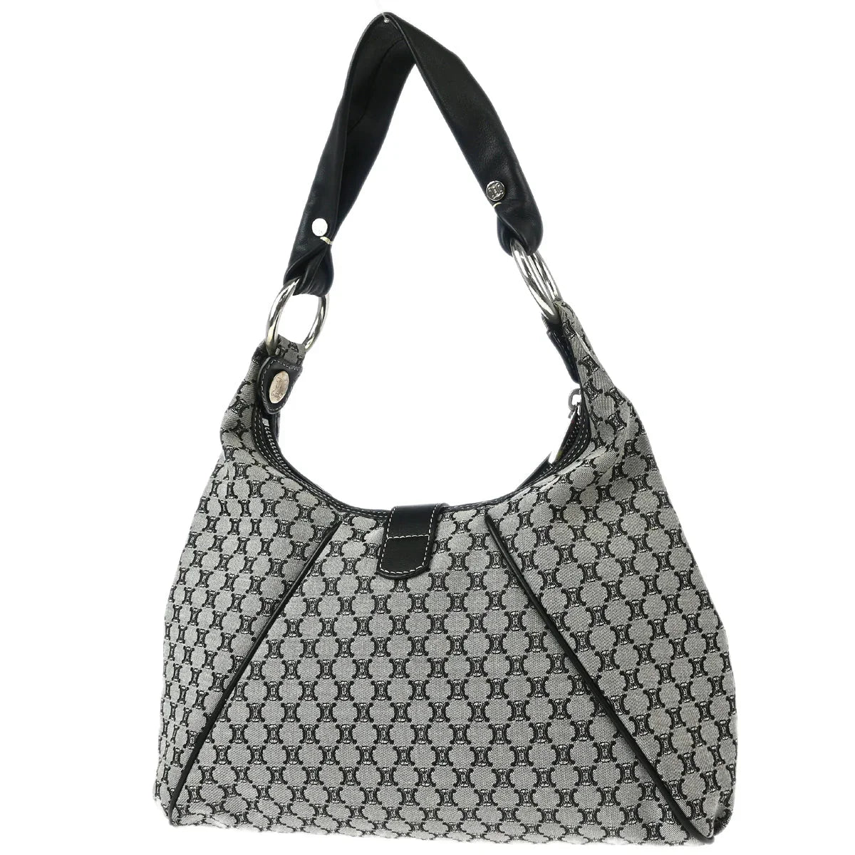 Celine Gray Black Macadam Shoulder Bag