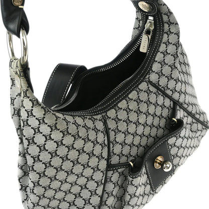 Celine Gray Black Macadam Shoulder Bag