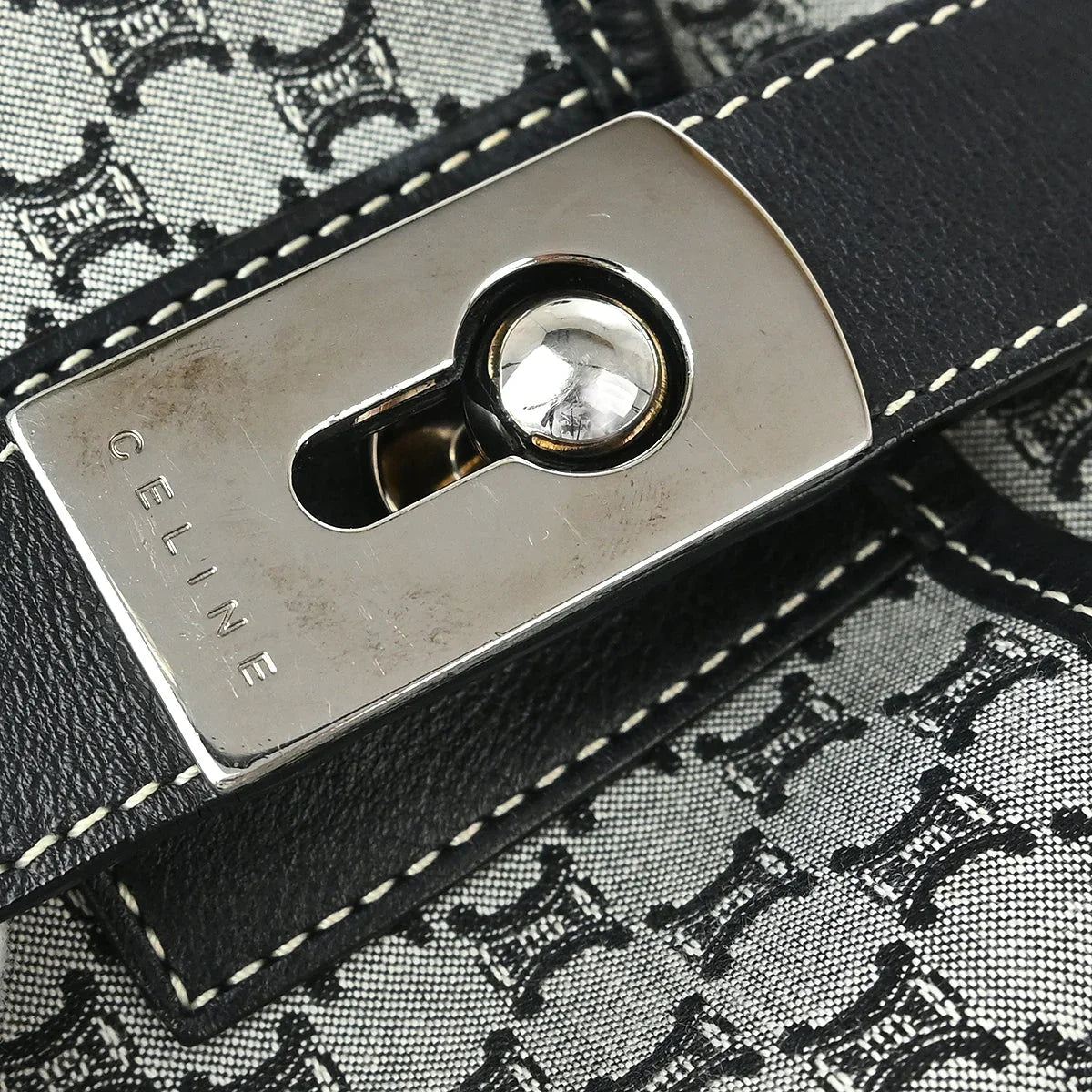 Celine Gray Black Macadam Shoulder Bag