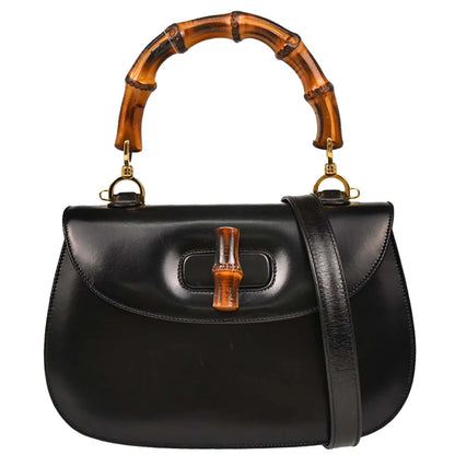 Gucci Black Bamboo 2way Shoulder Handbag