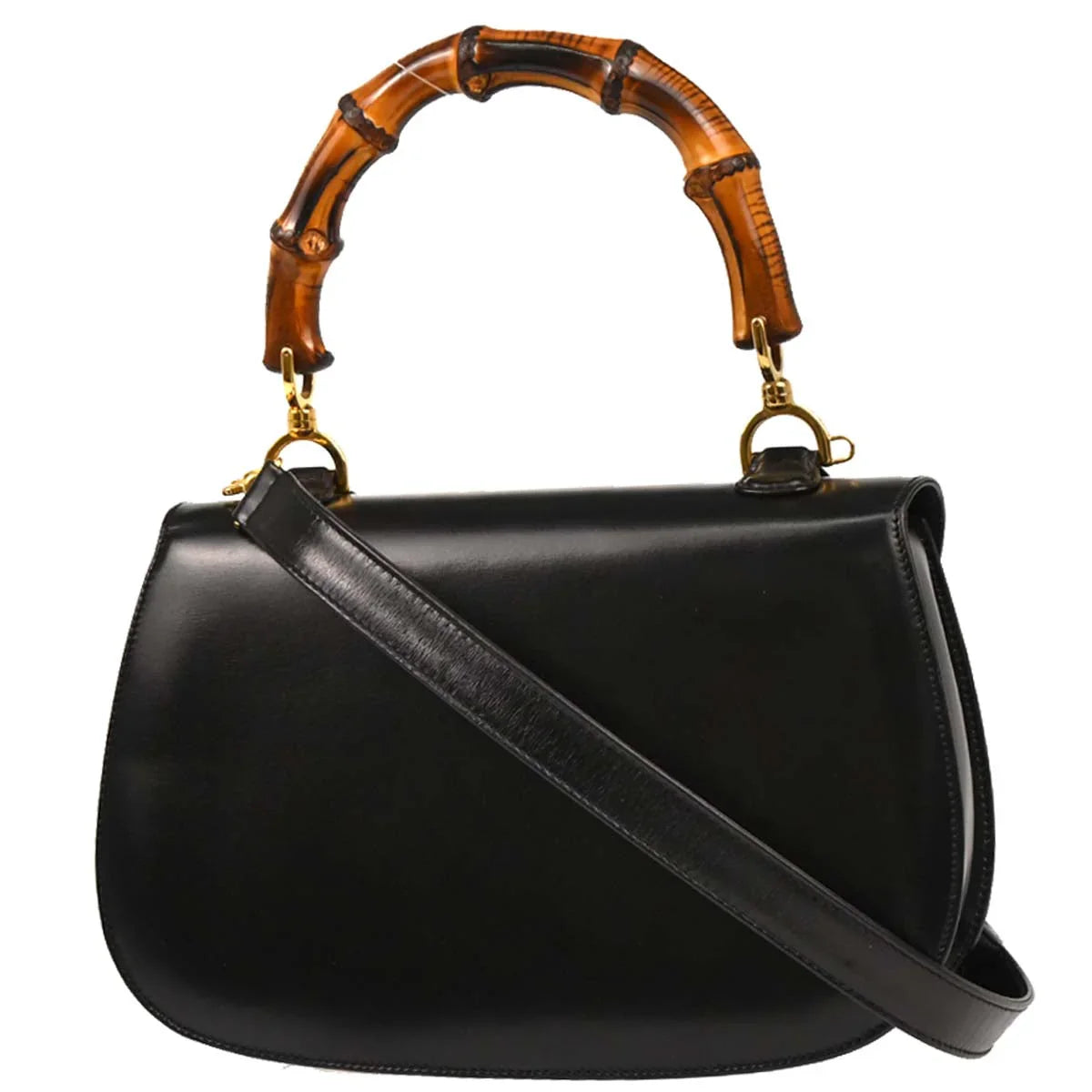 Gucci Black Bamboo 2way Shoulder Handbag