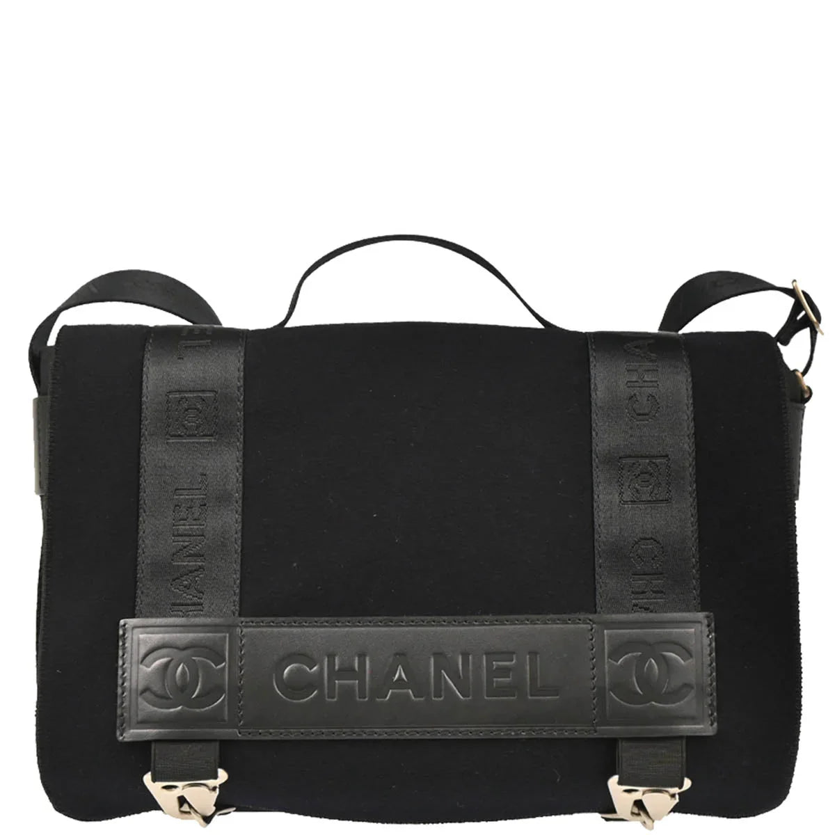 Chanel 2004-2005 Black Felt Nylon Sport Line 2way Shoulder Handbag