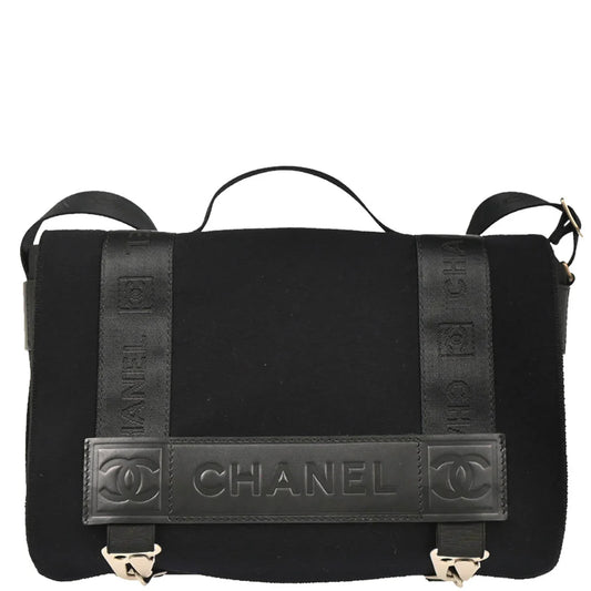 Chanel 2004-2005 Black Felt Nylon Sport Line 2way Shoulder Handbag