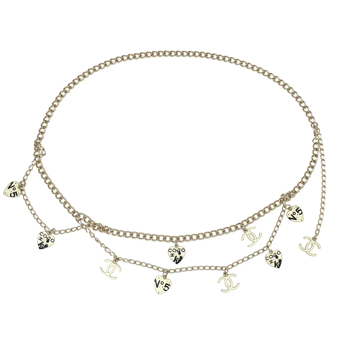 Chanel Gold Icon Chain Belt Heart CC 06P Small Good