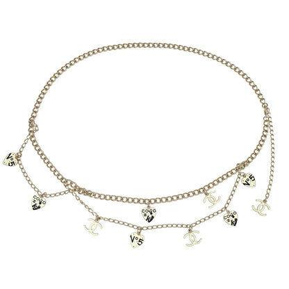 Chanel Gold Icon Chain Belt Heart CC 06P Small Good