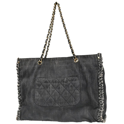 Chanel 2005-2006 Navy Denim Night Flight Tote Handbag