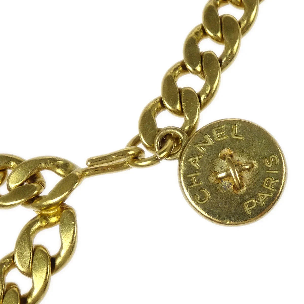 Chanel Gold Medallion Button Chain Belt 95P Small Good