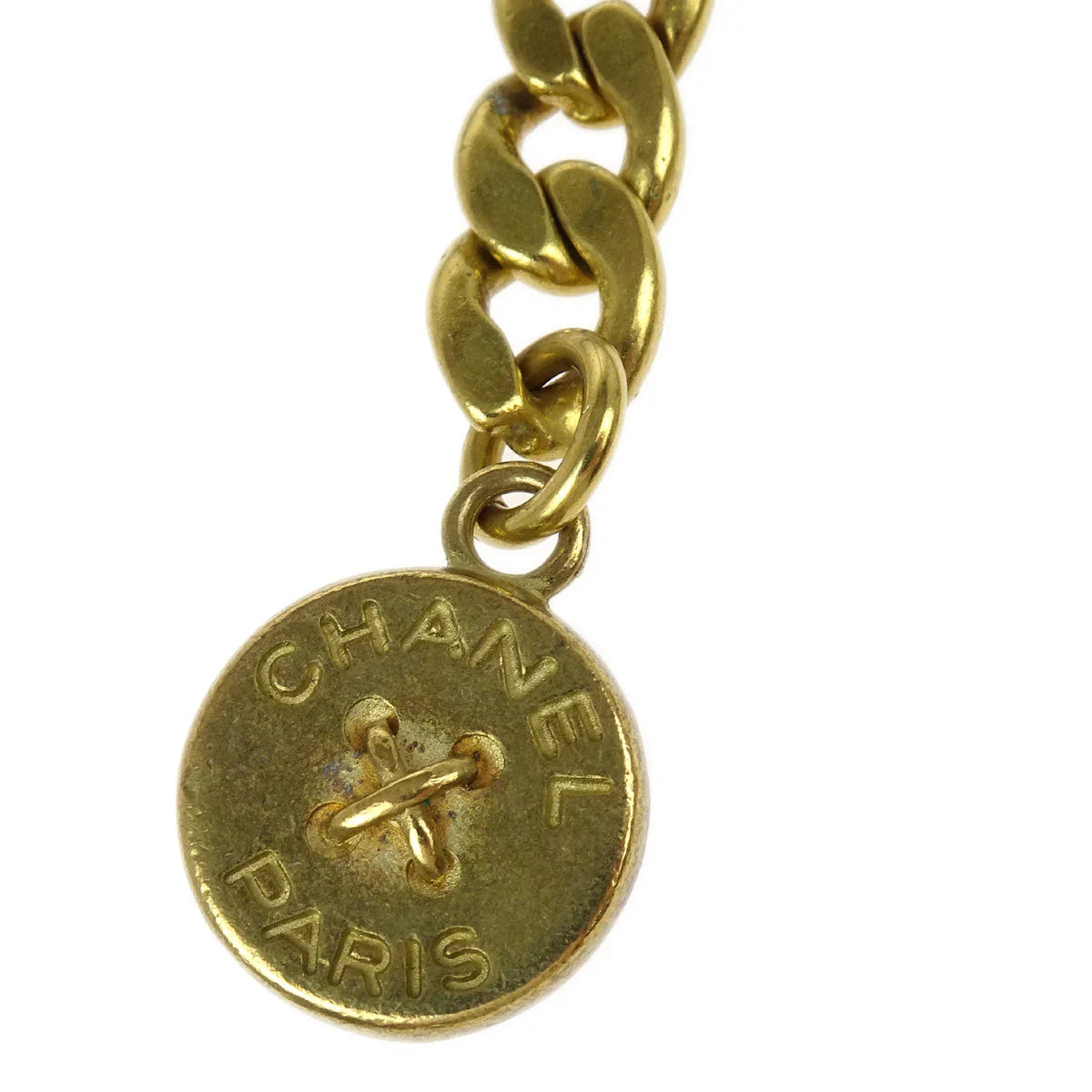 Chanel Gold Medallion Button Chain Belt 95P Small Good