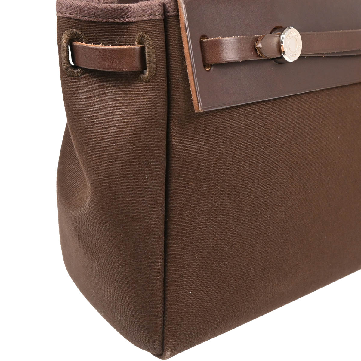 Hermes 2005 Brown Toile Officier Herbag Cabas PM 2 in 1 Tote Bag