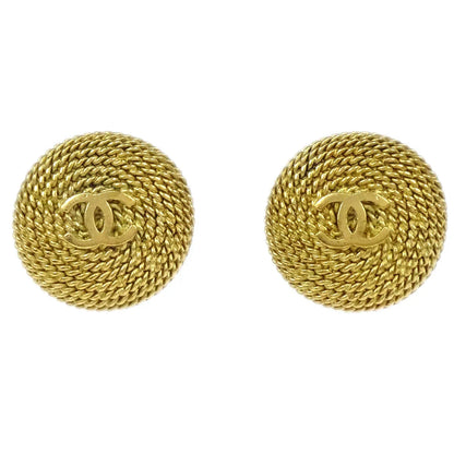 Chanel Button Earrings Clip-On Gold 95P