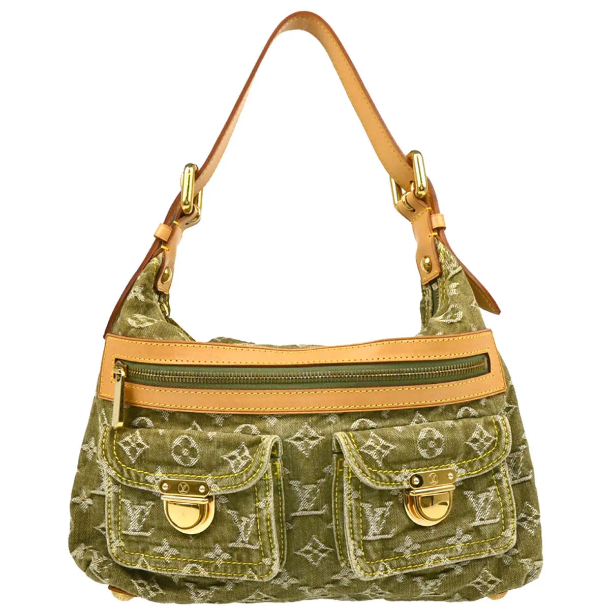 Louis Vuitton 2006 Green Monogram Denim Baggy PM Shoulder Bag M95213