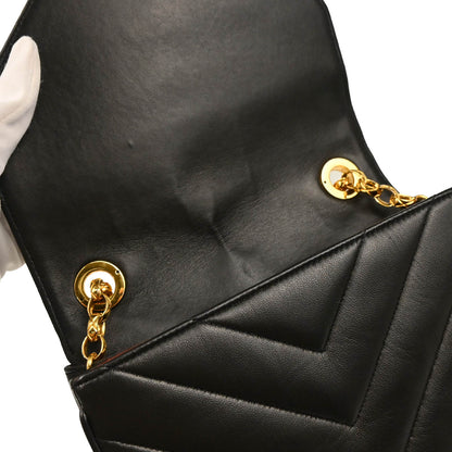 Chanel 1991-1994 Black Lambskin Chevron Shoulder Bag