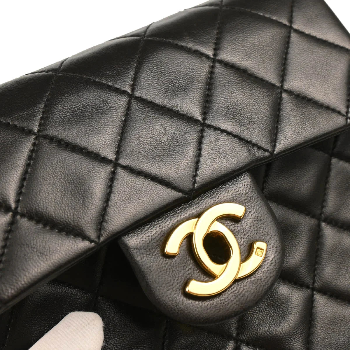 Chanel Black Lambskin Mini Classic Square Flap Shoulder Bag