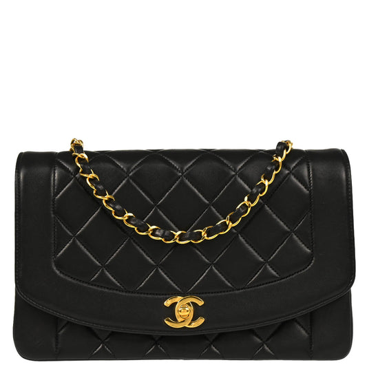 Chanel Black Lambskin Medium Diana Shoulder Bag