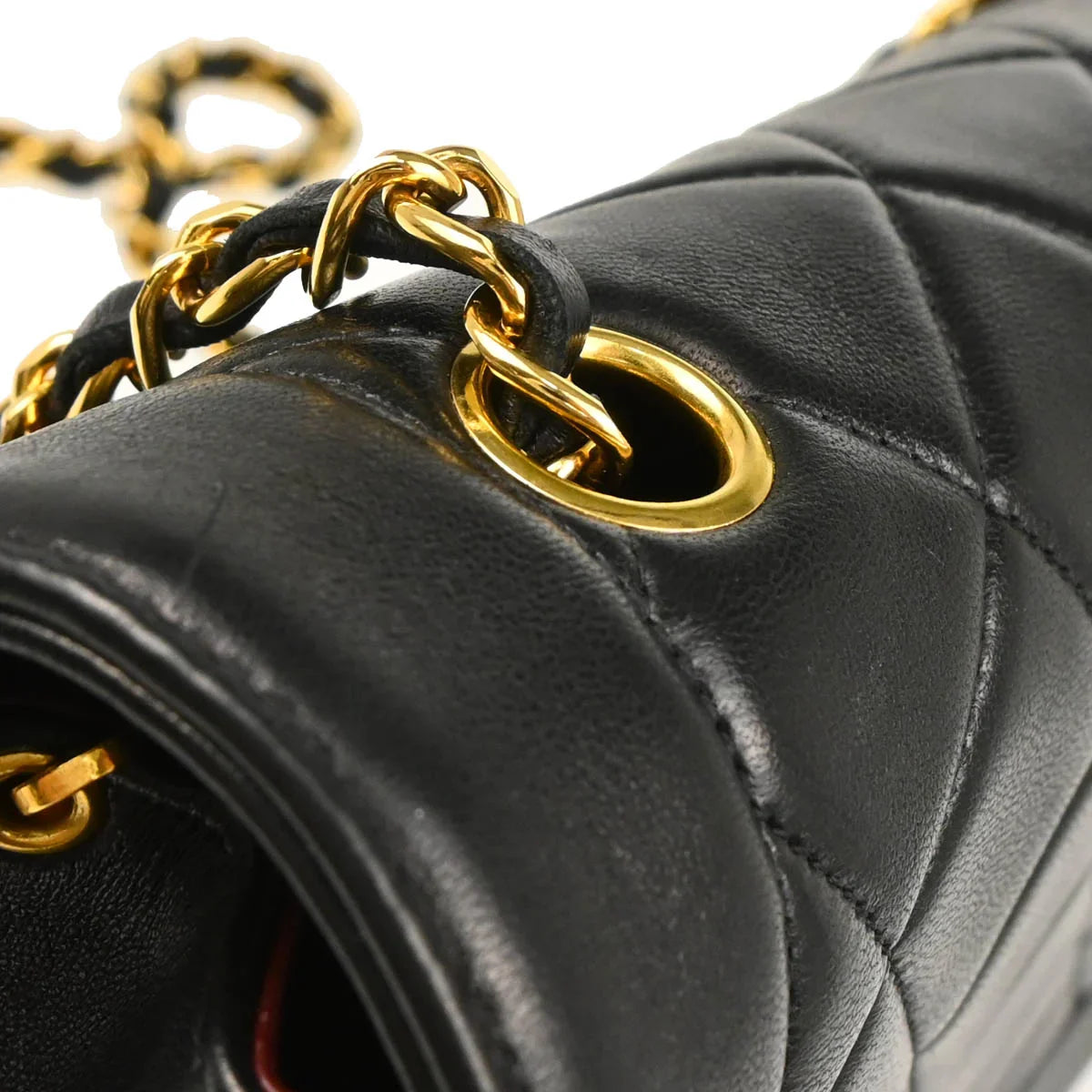 Chanel 1991-1994 Black Lambskin Medium Diana Shoulder Bag