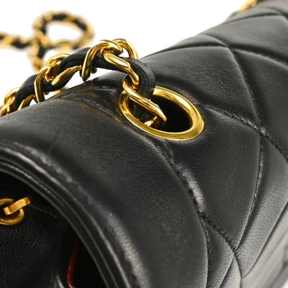 Chanel 1991-1994 Black Lambskin Medium Diana Shoulder Bag