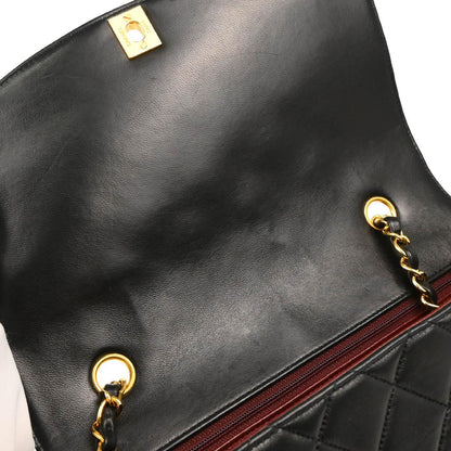 Chanel 1991-1994 Black Lambskin Medium Diana Shoulder Bag