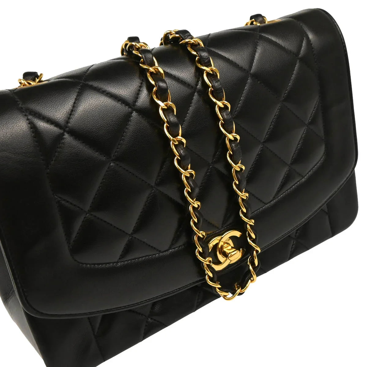 Chanel Black Lambskin Medium Diana Shoulder Bag