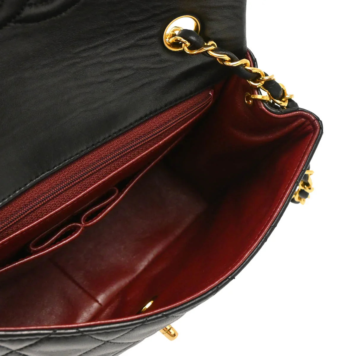 Chanel 1989-1991 Black Lambskin Classic Square Flap Shoulder Bag