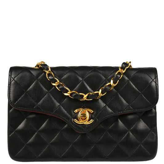 Chanel 1986-1988 Black Lambskin Shoulder Bag