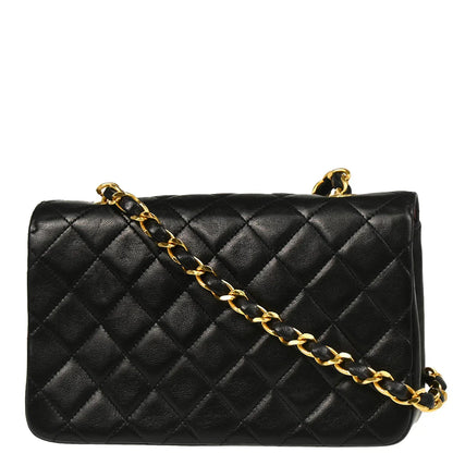 Chanel 1986-1988 Black Lambskin Shoulder Bag