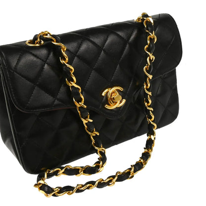 Chanel 1986-1988 Black Lambskin Shoulder Bag