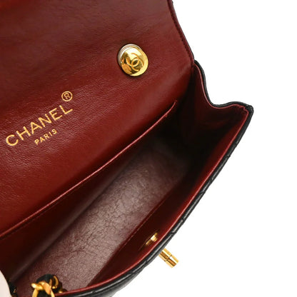 Chanel 1986-1988 Black Lambskin Shoulder Bag