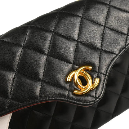 Chanel 1986-1988 Black Lambskin Shoulder Bag
