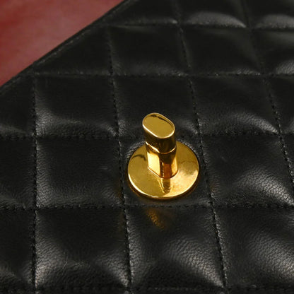 Chanel 1986-1988 Black Lambskin Shoulder Bag