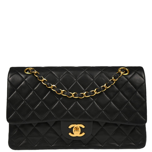 Chanel Black Lambskin Medium Classic Double Flap Shoulder Bag