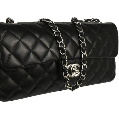 Chanel Black Lambskin East West Shoulder Bag