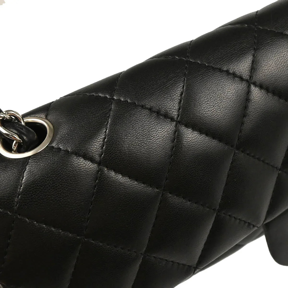 Chanel Black Lambskin East West Shoulder Bag