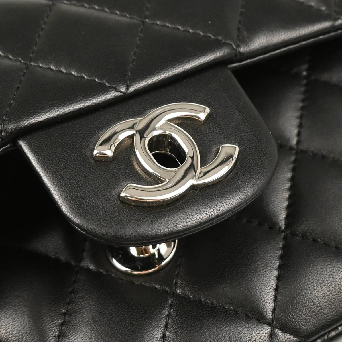 Chanel Black Lambskin East West Shoulder Bag