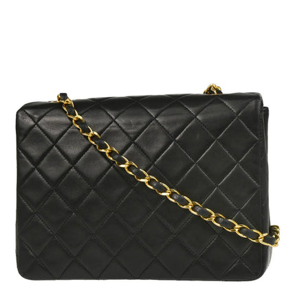 Chanel Black Lambskin Classic Square Flap Shoulder Bag