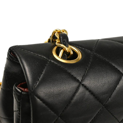 Chanel Black Lambskin Classic Square Flap Shoulder Bag