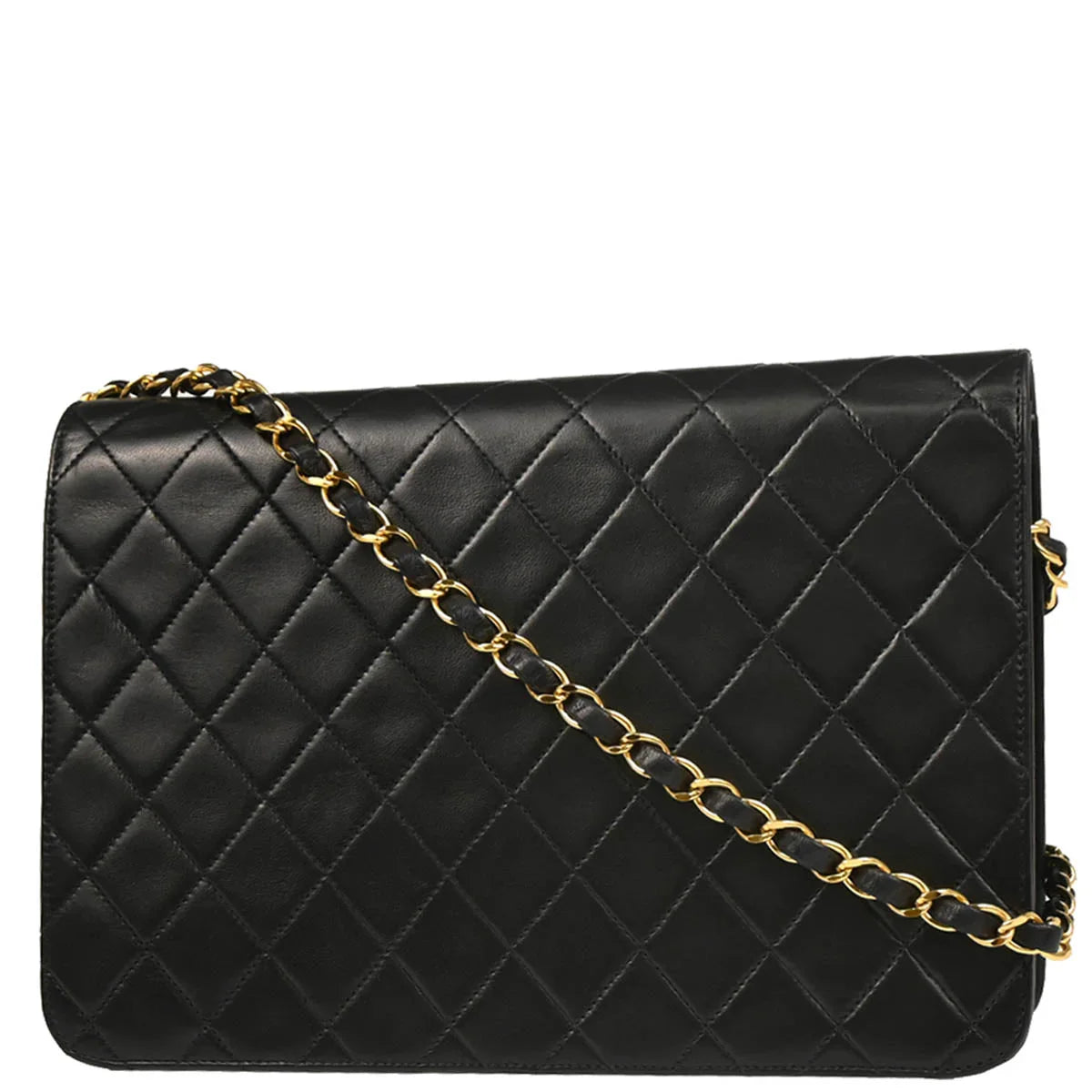 Chanel Black Lambskin Turnlock Medium Half Flap Shoulder Bag