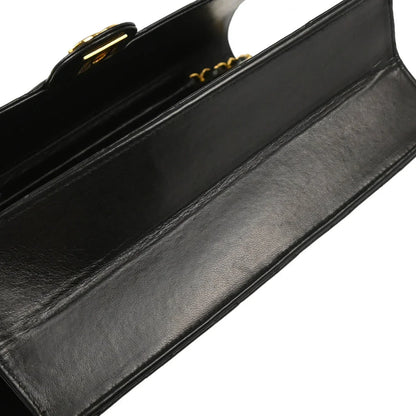 Chanel Black Lambskin Turnlock Medium Half Flap Shoulder Bag